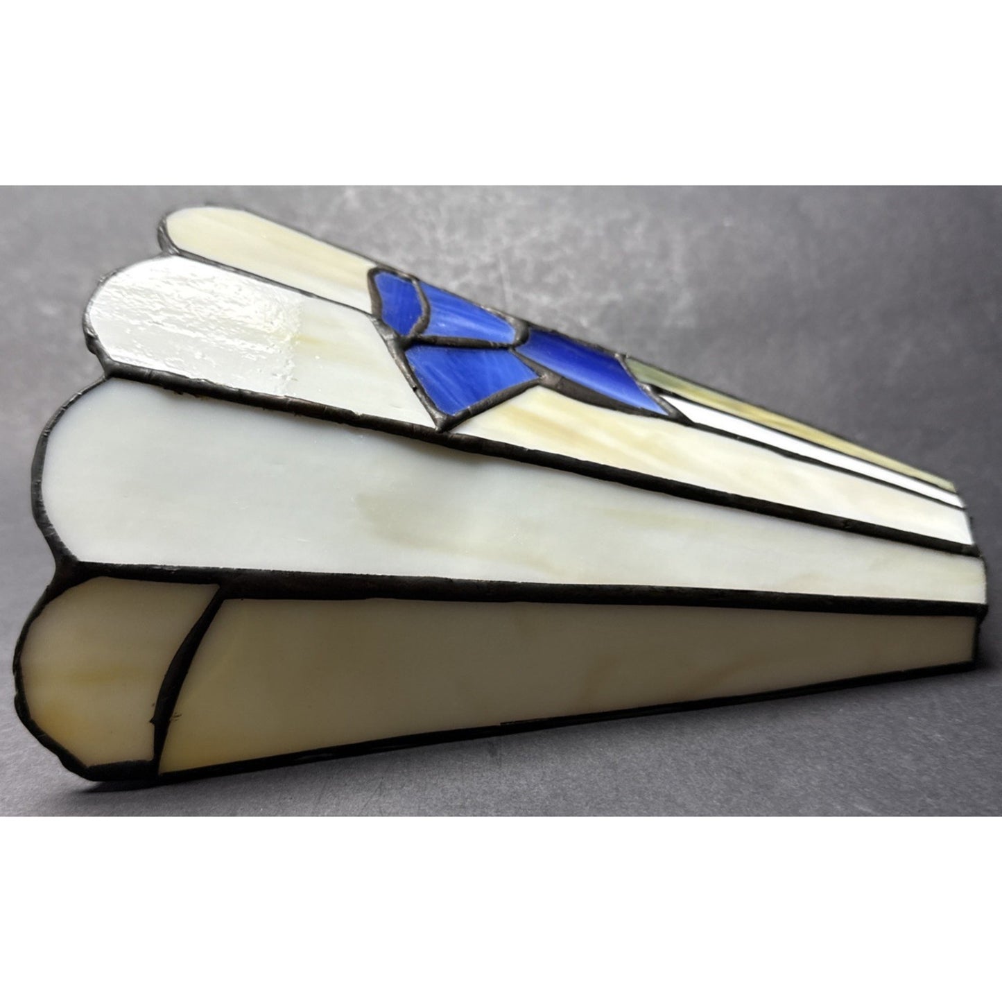 Stained Glass Iris Lily Flower Wall Sconce Light Lamp Shade Dark Blue Slag