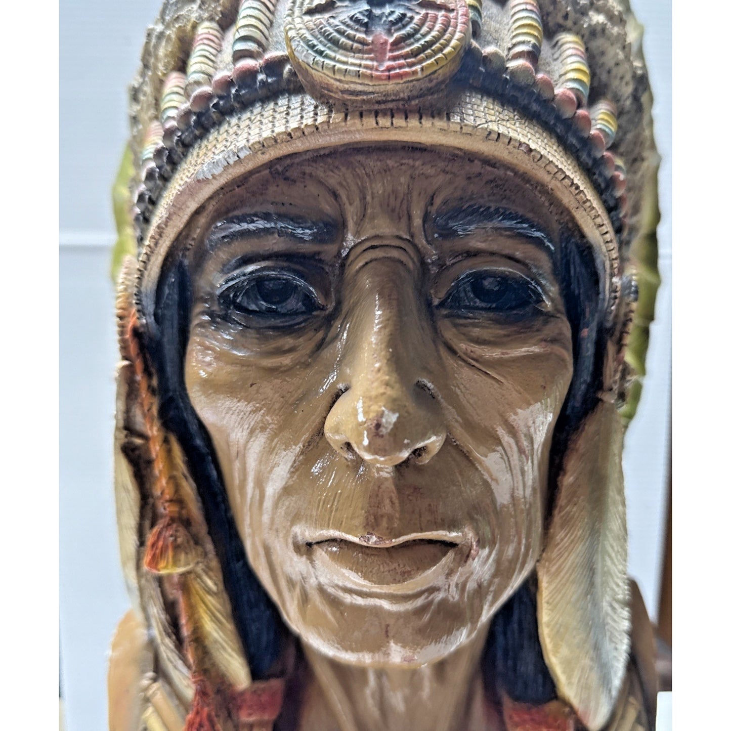 Vintage Apsit Bros of California Native American Indian Chief Bust Large As Is