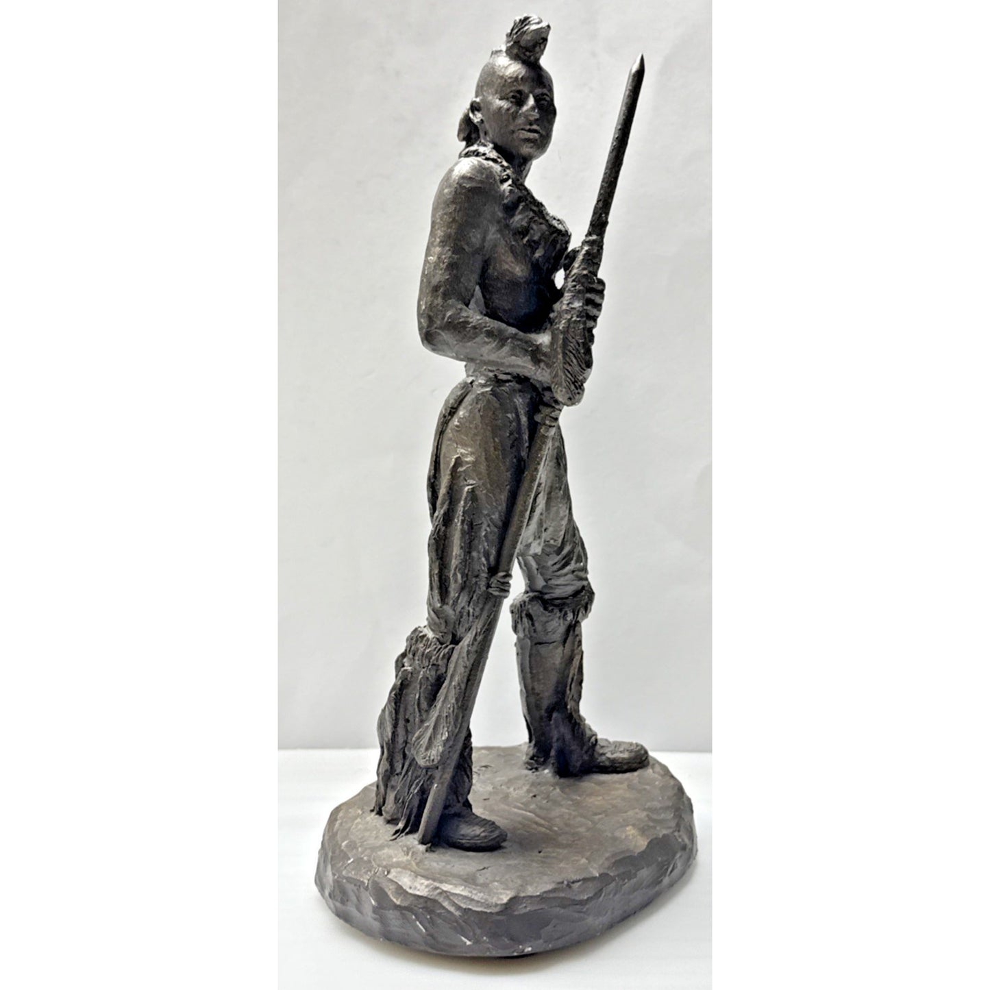 Vintage Michael Garman Sculpture 049 Bronzetone Spirit of Plains Signed As Is