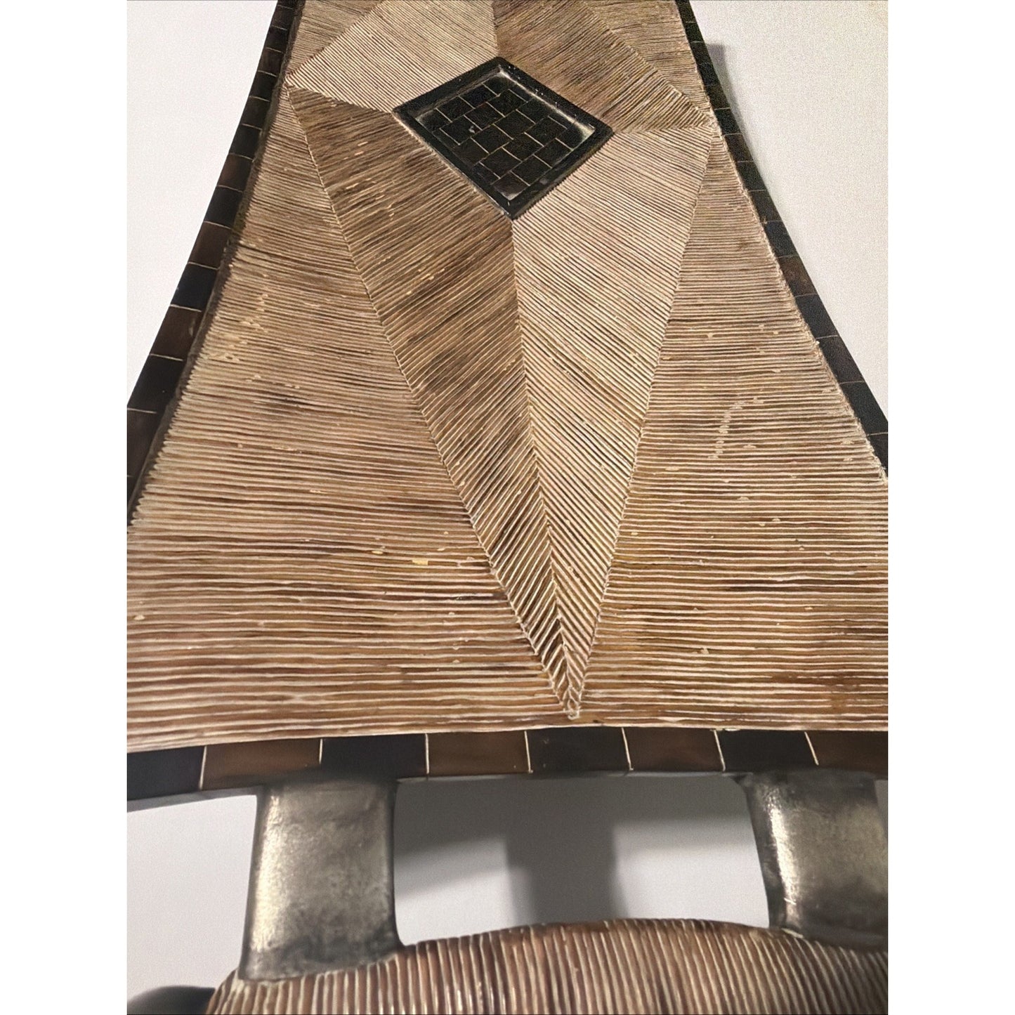 Austin Kinder Collection Inlay Rattan Shield Large Footed Tray Handles