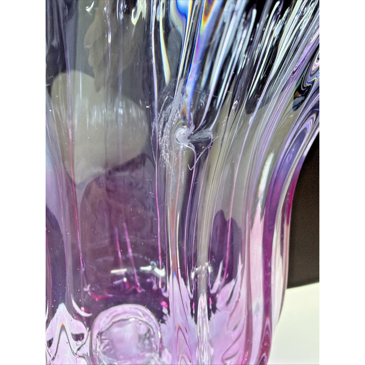 MCM Chribska Josef Hospodka Gradient Art Glass Vase Footed Mottled Purple Blue