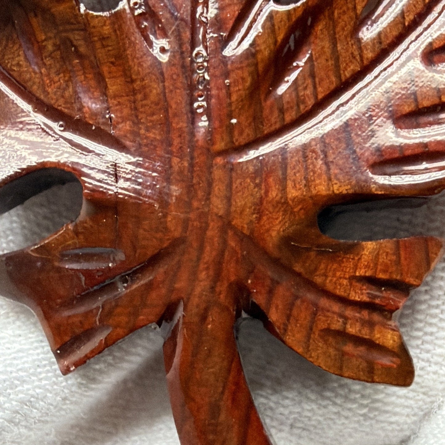 Vintage Carved Wood Maple Leaf Brooch Pin As Is