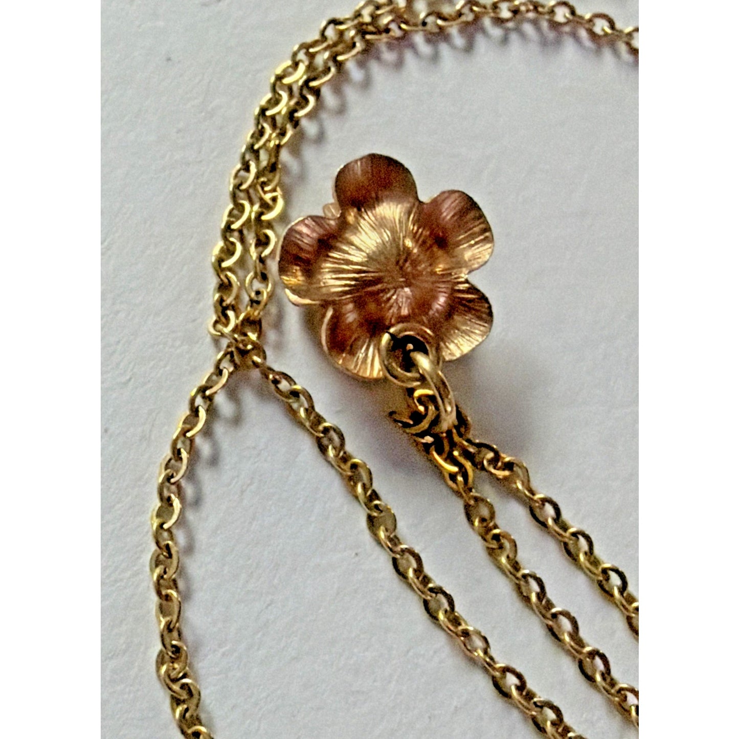 Vintage Krementz Rose Yellow Gold Overlay Rose Rosebud Pendant Necklace