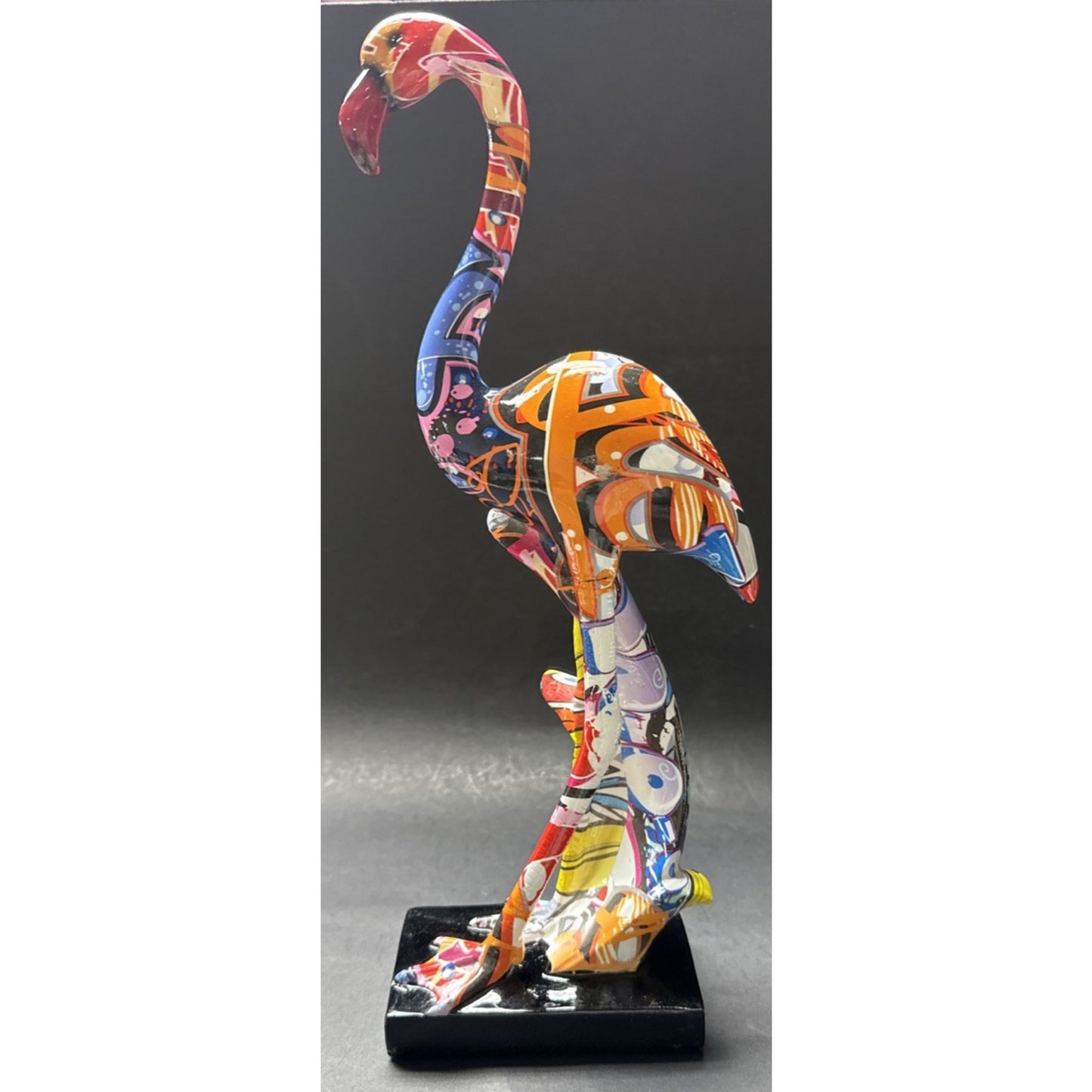 Flamingo Sculpture Graffiti Pop Art Colorful Statue Modern As Is
