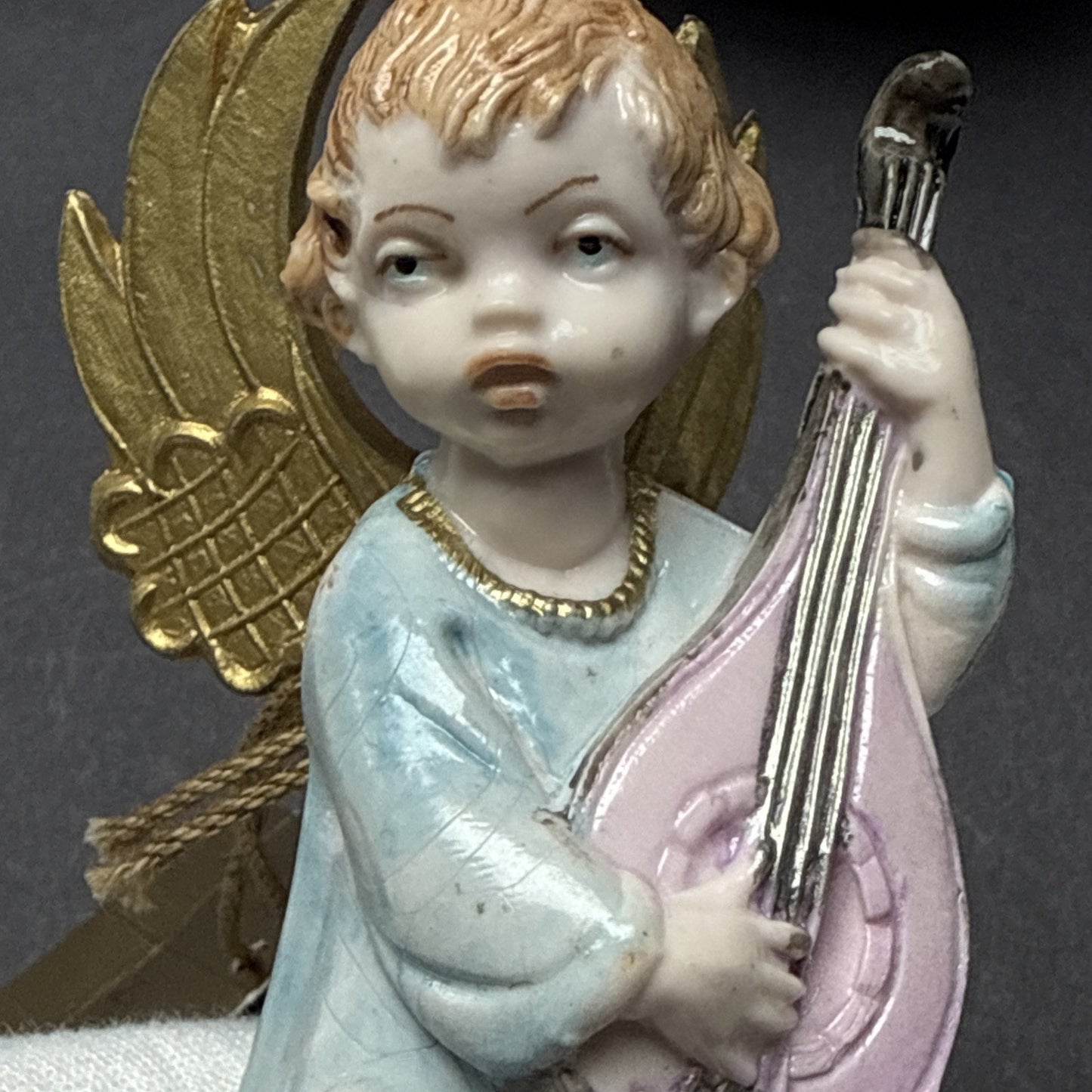 Vintage Fontanini Depose Italy 164 Nativity Angel Mandolin Spider Mark Tags