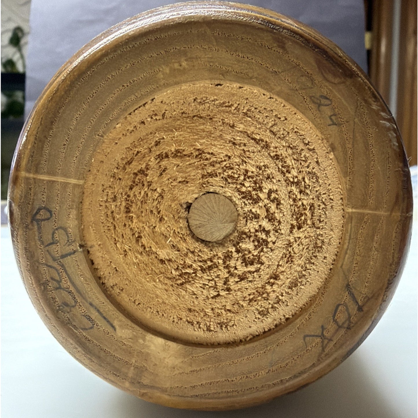 Antique Adirondack Souvenir Wood Turned Vase Bark Native American WI Dells As Is