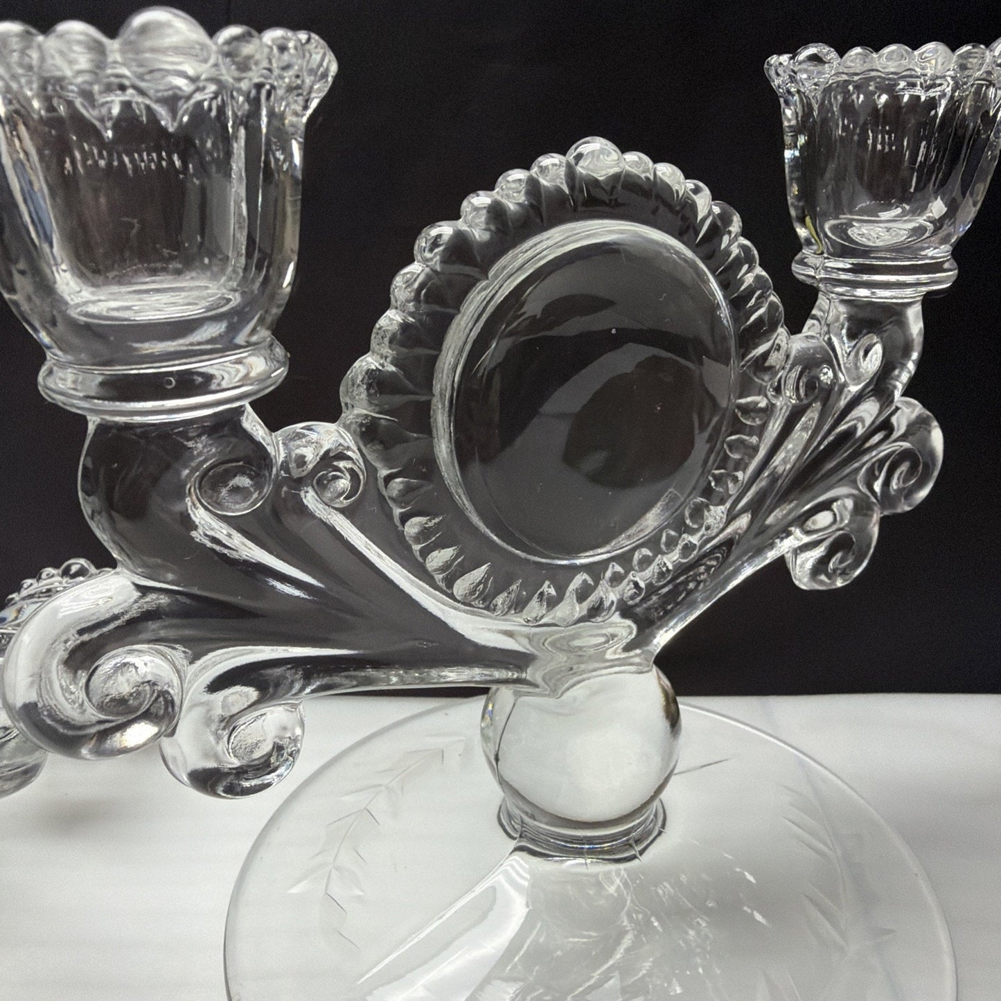 Vtg Lot of 2 Paden City Glass #555 Vermillion Mr B Candle Stick Holders Pillar
