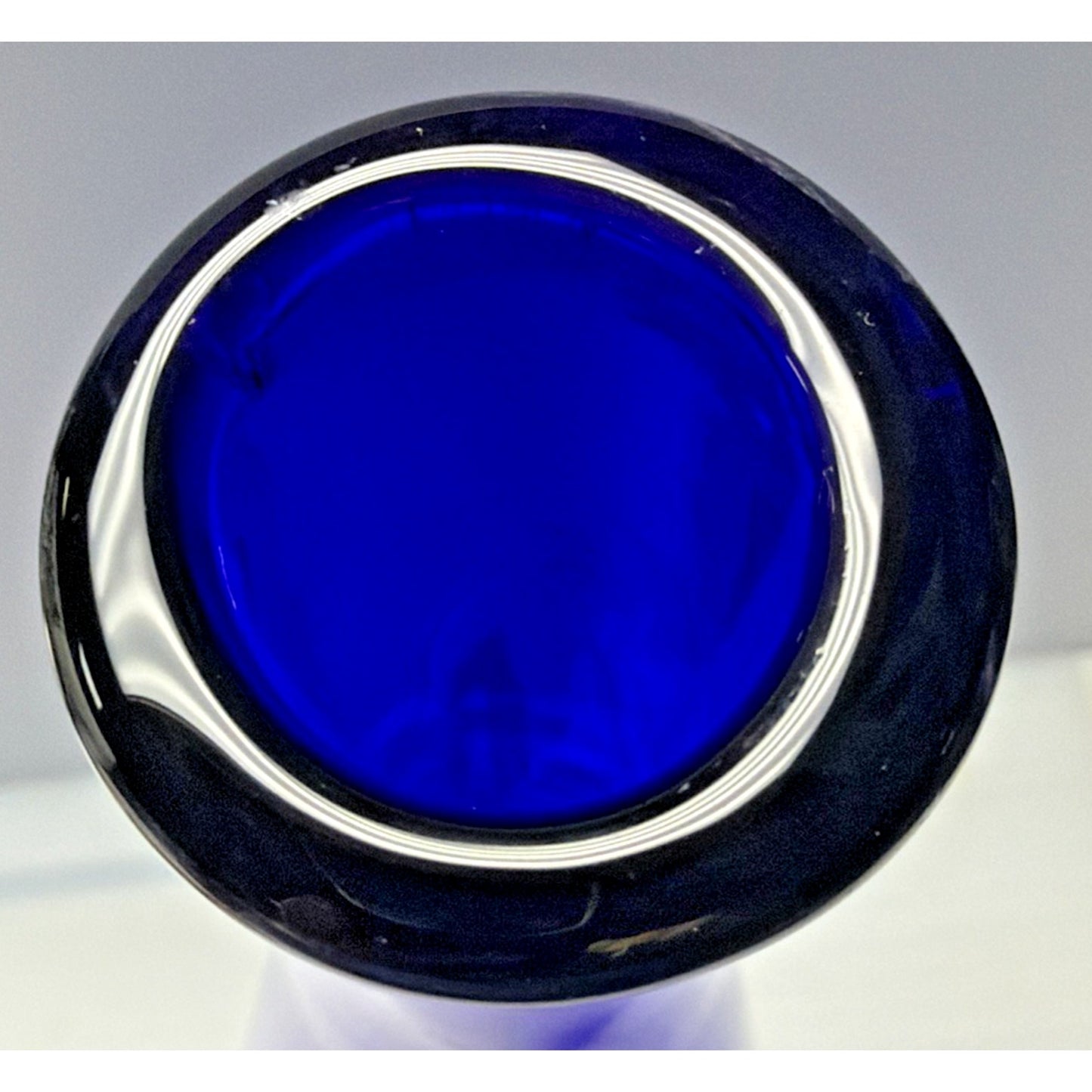 Vintage Cobalt Blue Glass Bent Long Goose Neck Bottle Decanter Vase As Is