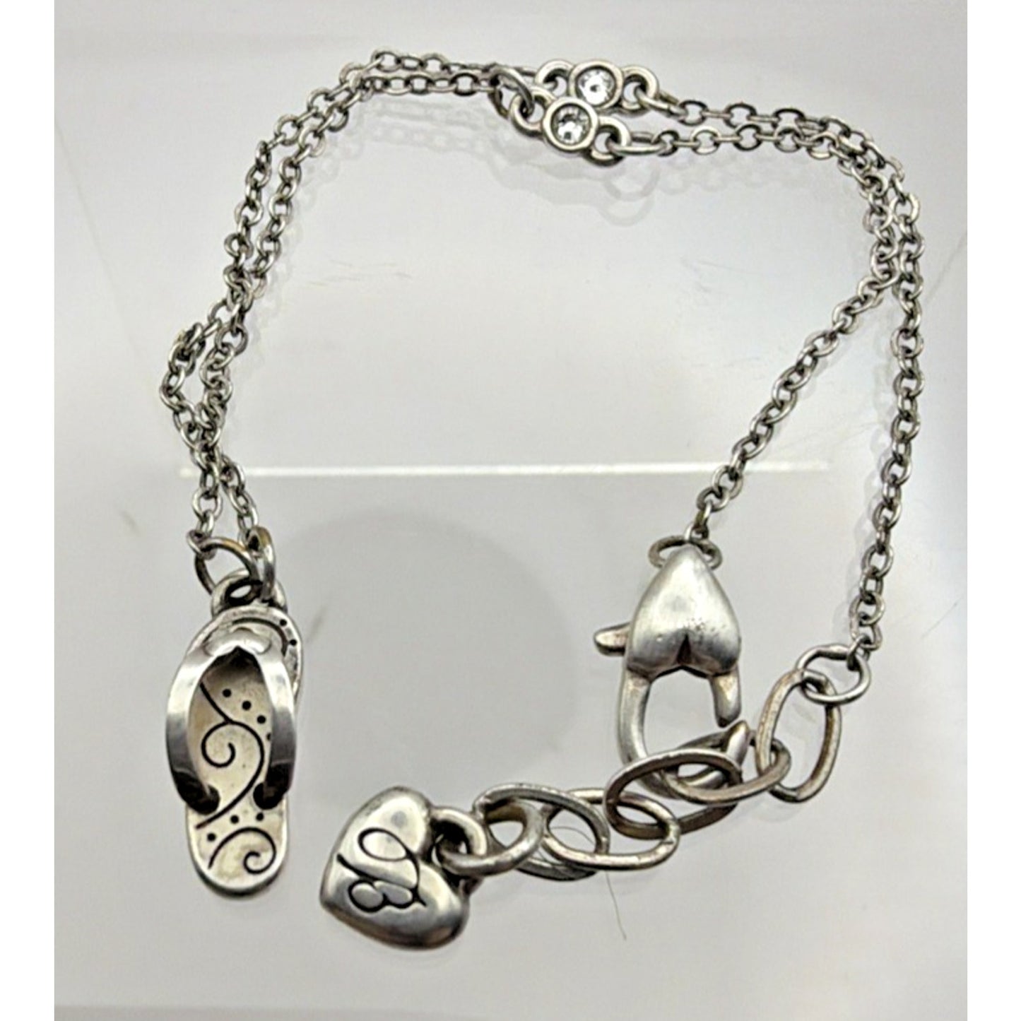 Brighton Heart Charm Anklet Rhinestone Flip Flop Sandal
