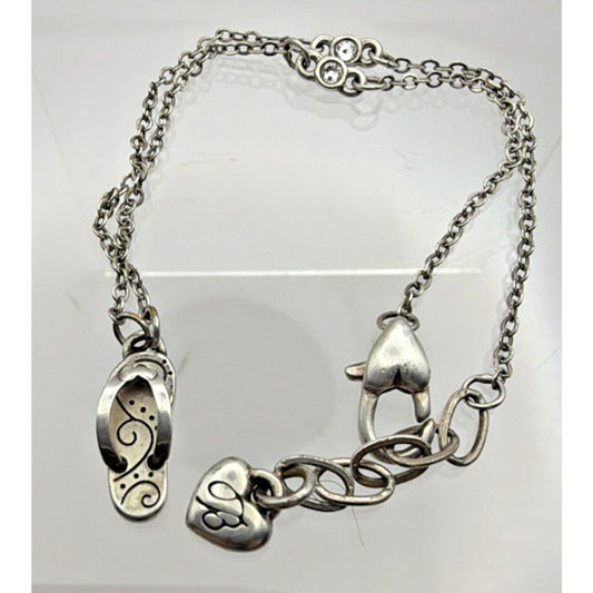 Brighton Heart Charm Anklet Rhinestone Flip Flop Sandal