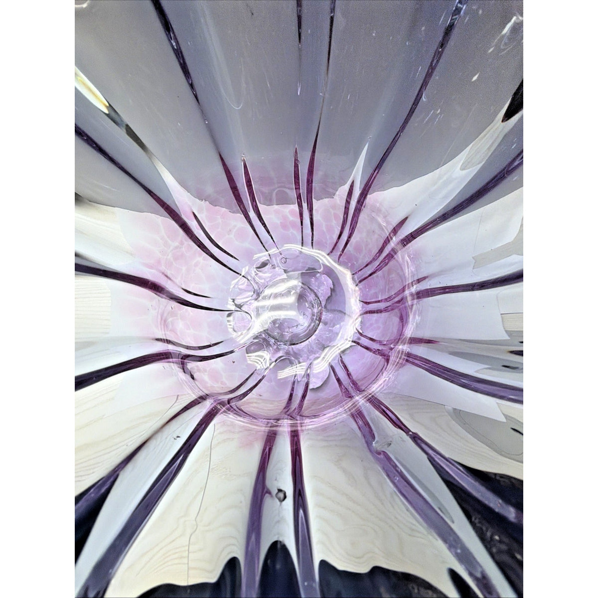 MCM Chribska Josef Hospodka Gradient Art Glass Vase Footed Mottled Purple Blue