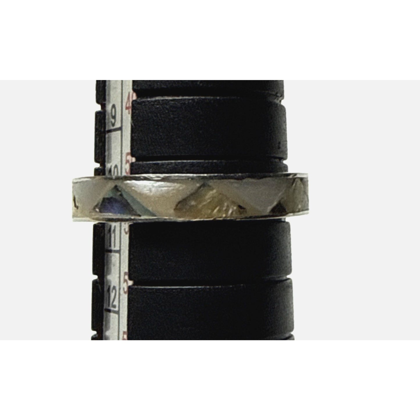 Vtg Southwest Sterling Silver Inlaid Mother of Pearl Ring Zig Zag Sz 5.5 As Is