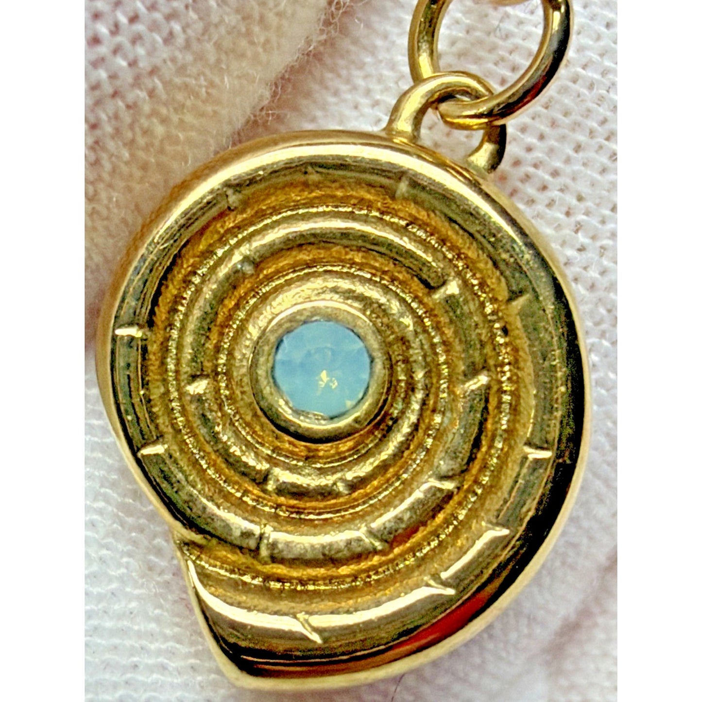Spartina Moon Shell Pendant Necklace 20" 14k Gold Plate Paperclip Chain Snail