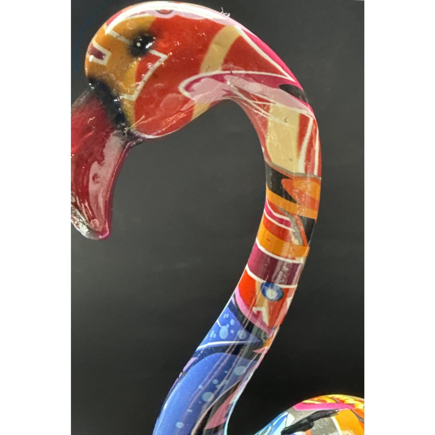 Flamingo Sculpture Graffiti Pop Art Colorful Statue Modern As Is