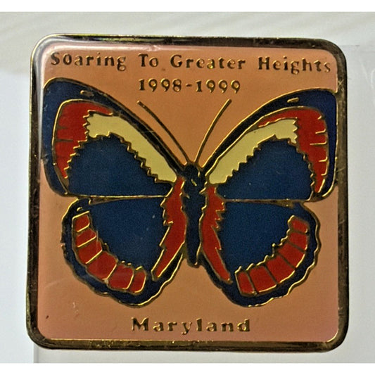 Vintage Maryland Soaring Greater Height Square Enamel Butterfly Pin Tie Tack