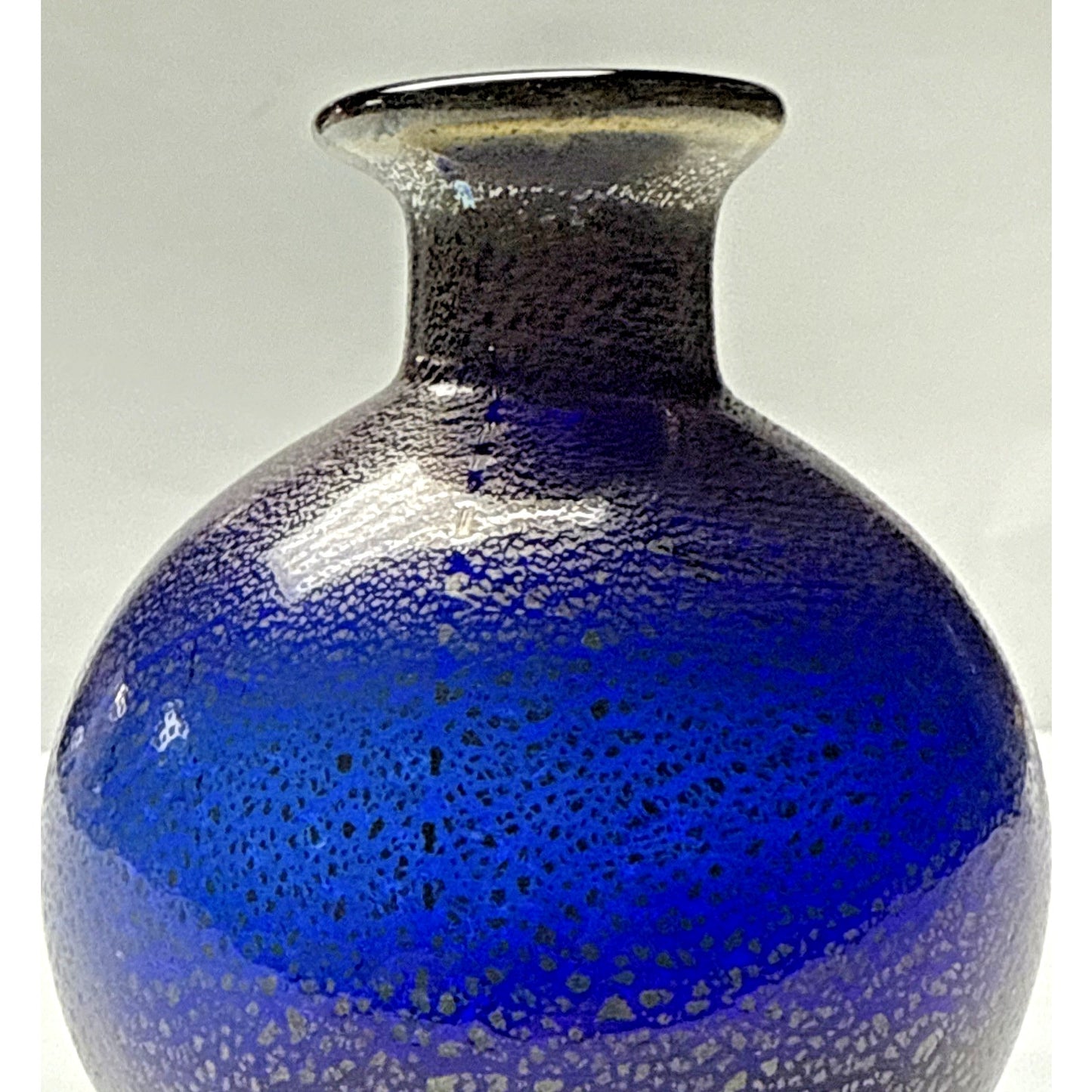 Vtg Murano Glass Cobalt Blue Gold Fleck Overlay Aventurine Glass Perfume Bottle