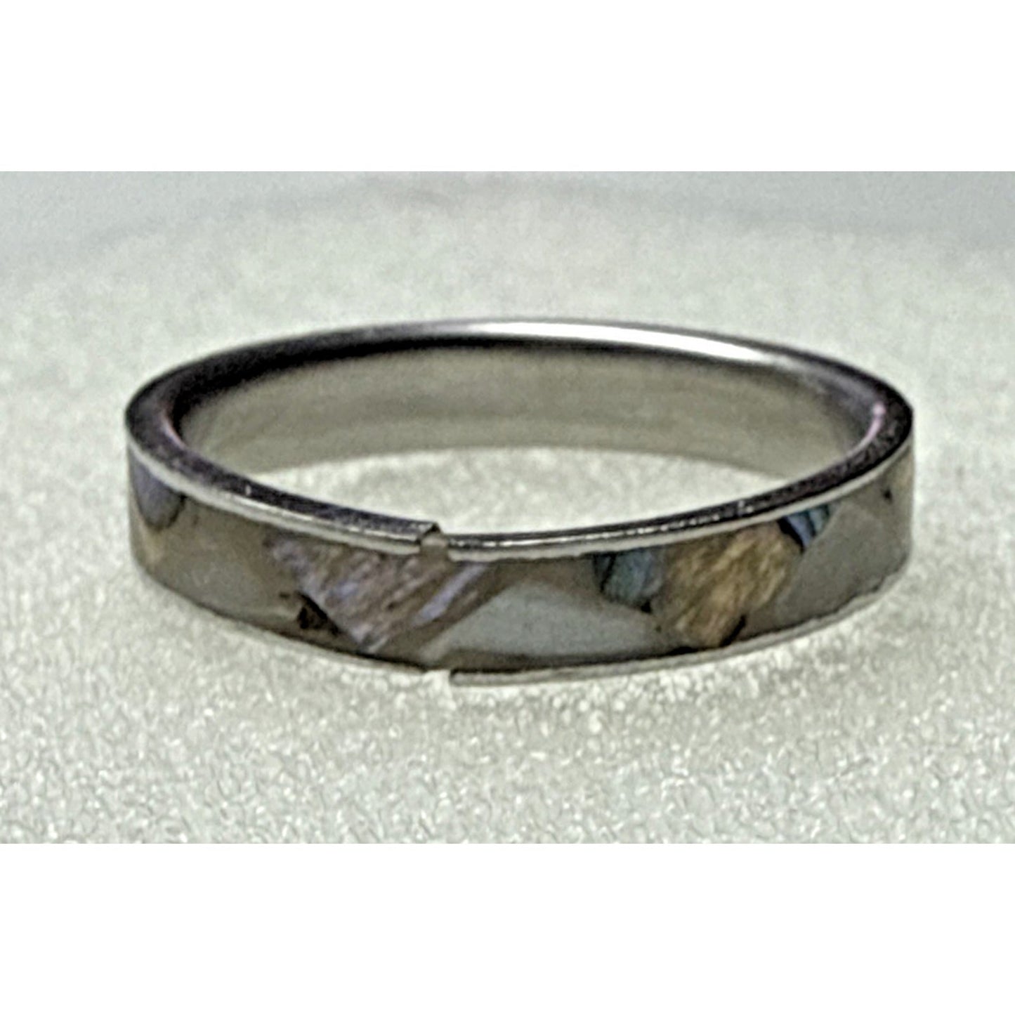 Vtg Southwest Sterling Silver Inlaid Mother of Pearl Ring Zig Zag Sz 5.5 As Is