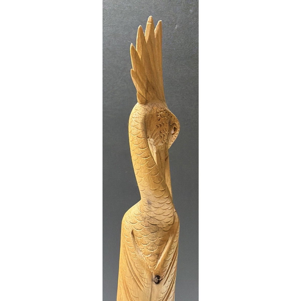 Vintage Hand Carved Heron Egret Sculpture Burlwood Wood Root Bird Statue