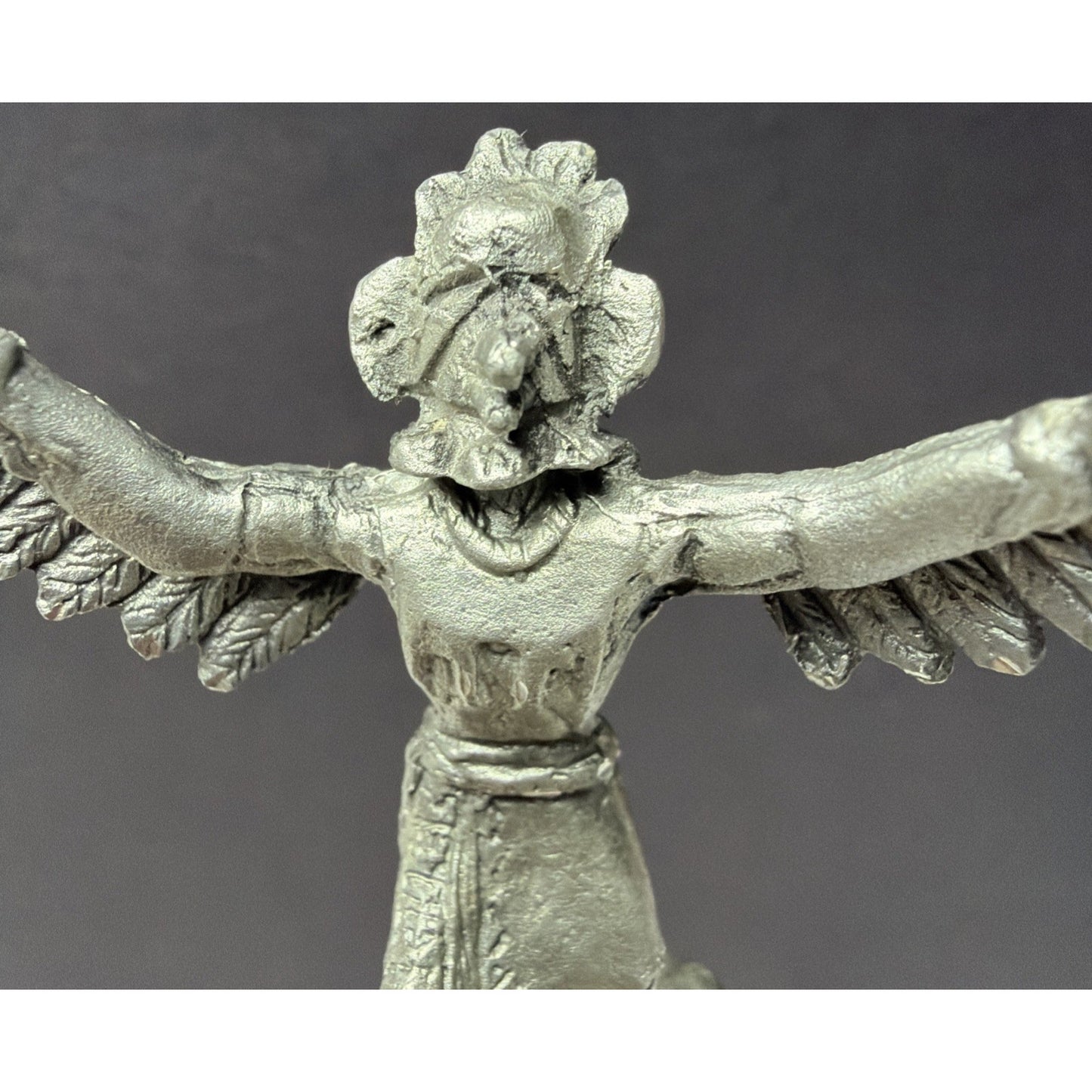Lot of 2 Pewter Native American Kachina Dancer Indian Chief Figurines Turquoise