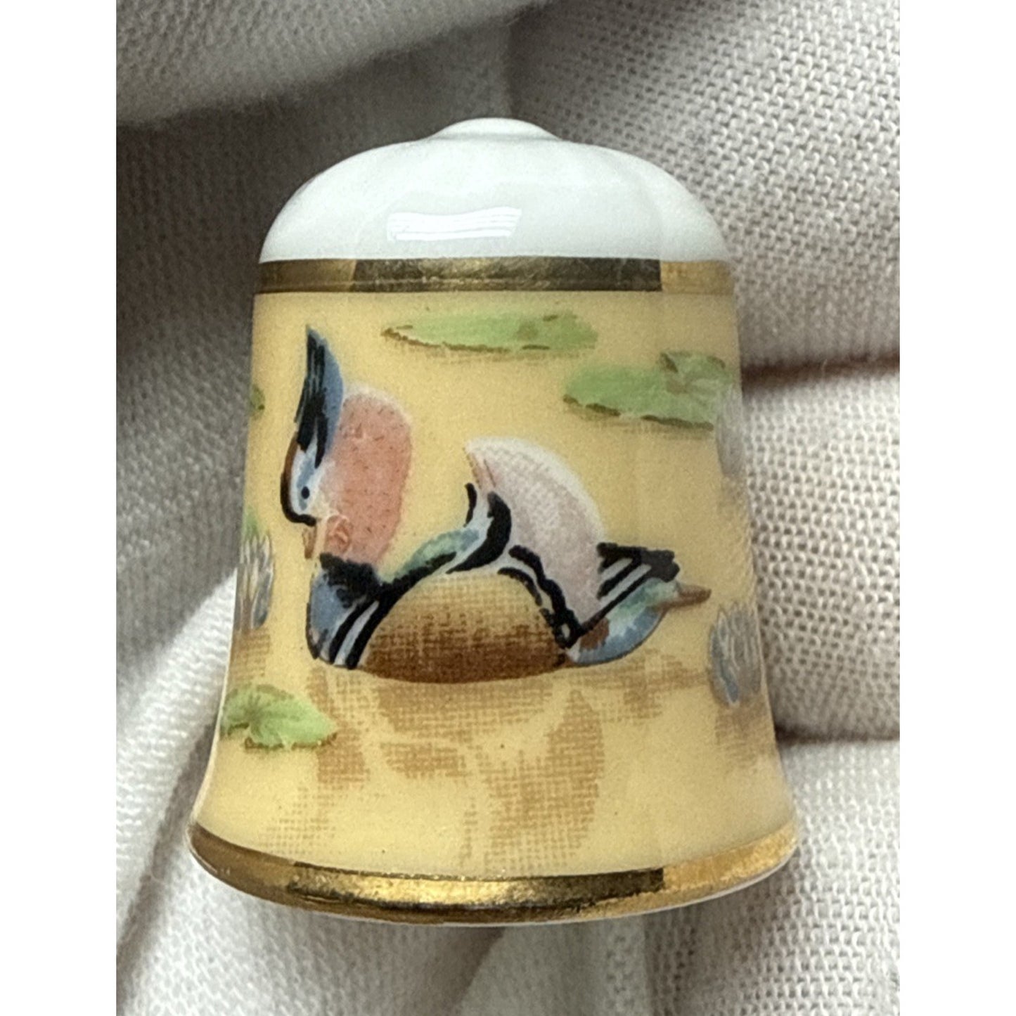 Vtg Lot of 6 TCC Japan Thimbles Porcelain Panda Floral Takiro Shibata Shozan