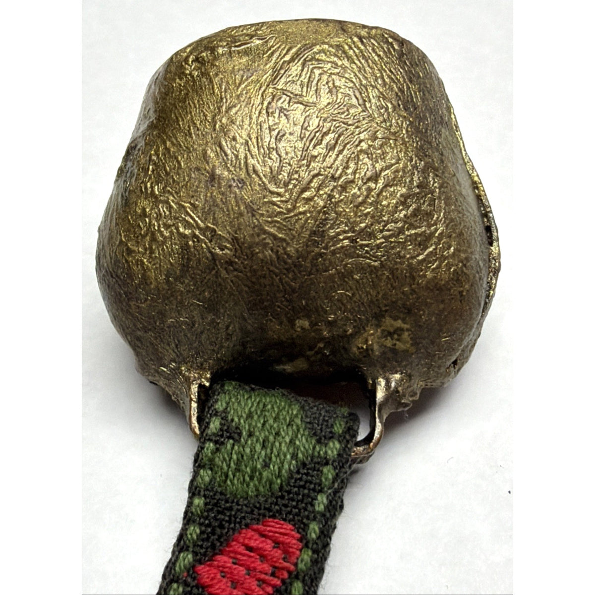 Old Swiss German Forged Cow Goat Bell Heart Embroidered Strap