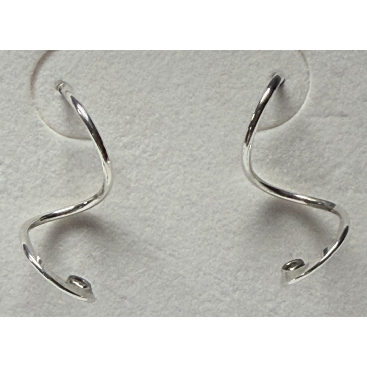 Modernist Sterling Silver Spiral Ribbon Earrings Dangle Snake Coil Stud Post