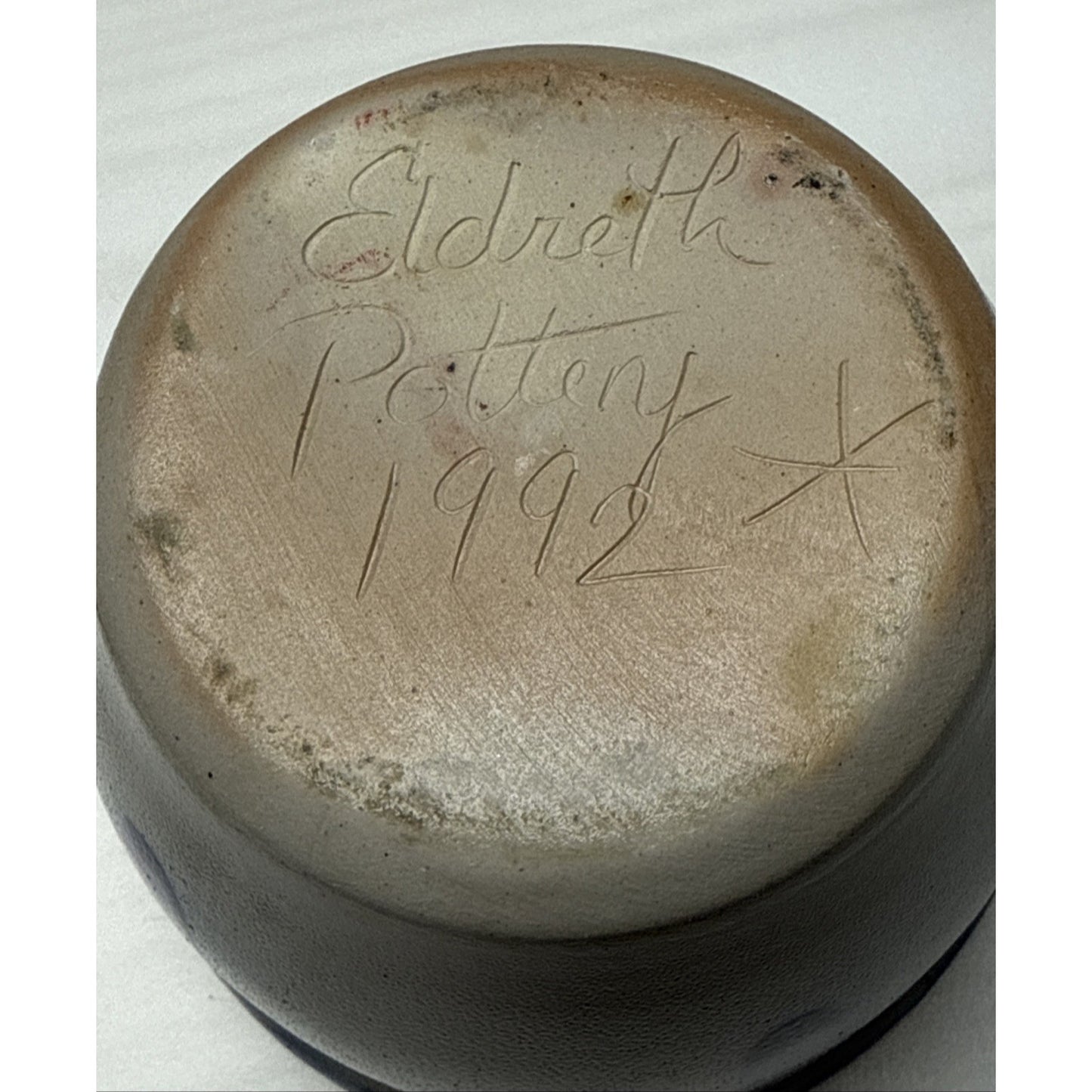 Vintage Eldreth Pottery Salt Glaze Reticulated Heart Crock Bowl Candle Holder