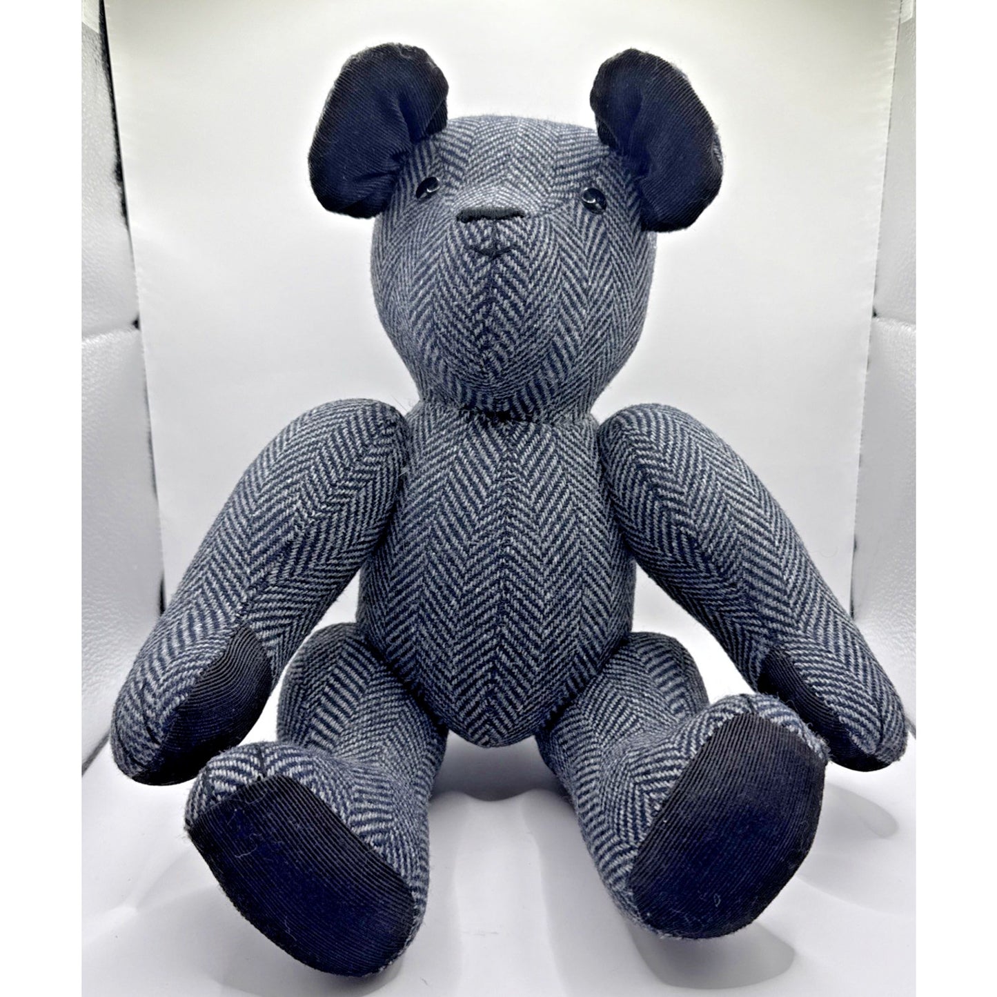 Handmade Tweed Teddy Bear Herringbone Jointed Corduroy Harris Read