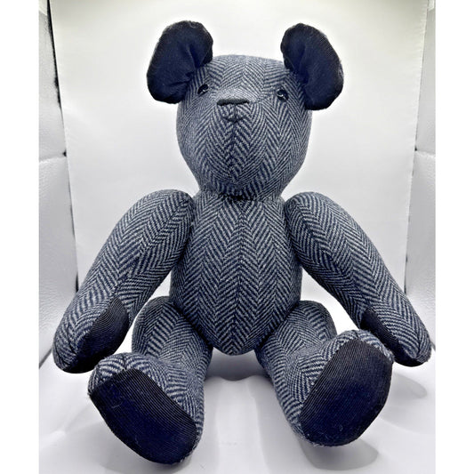 Handmade Tweed Teddy Bear Herringbone Jointed Corduroy Harris Read