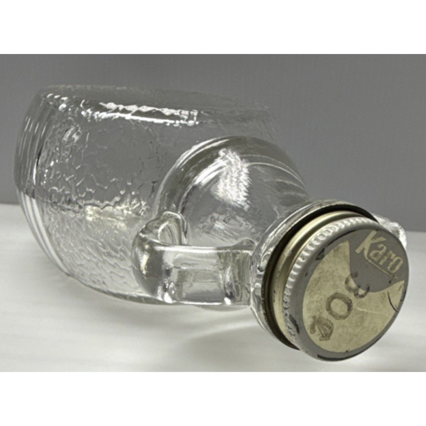 Vtg Hazel Atlas Textured Glass Double Handle Bottle Jar Textured Band 7-K-4693