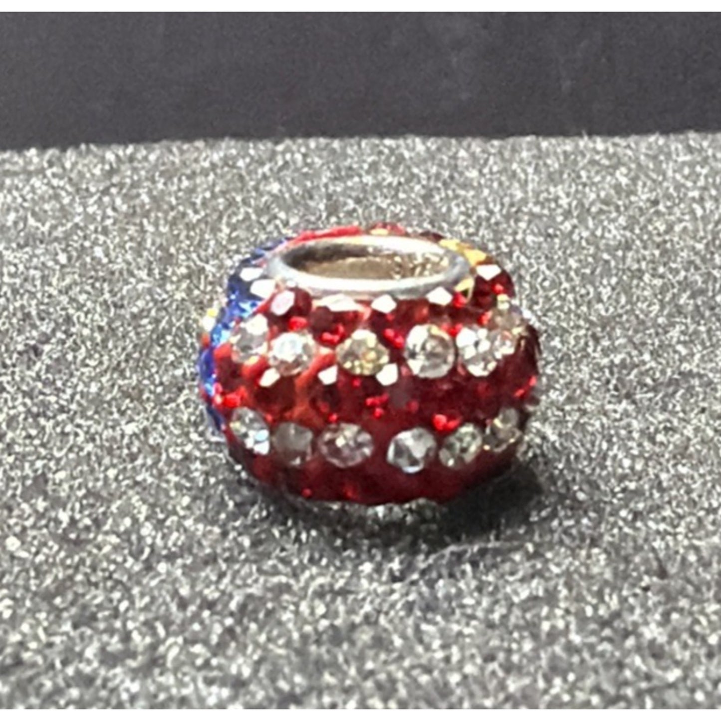 Vintage 925 Pave Crystal American Flag Bead Charm As Is