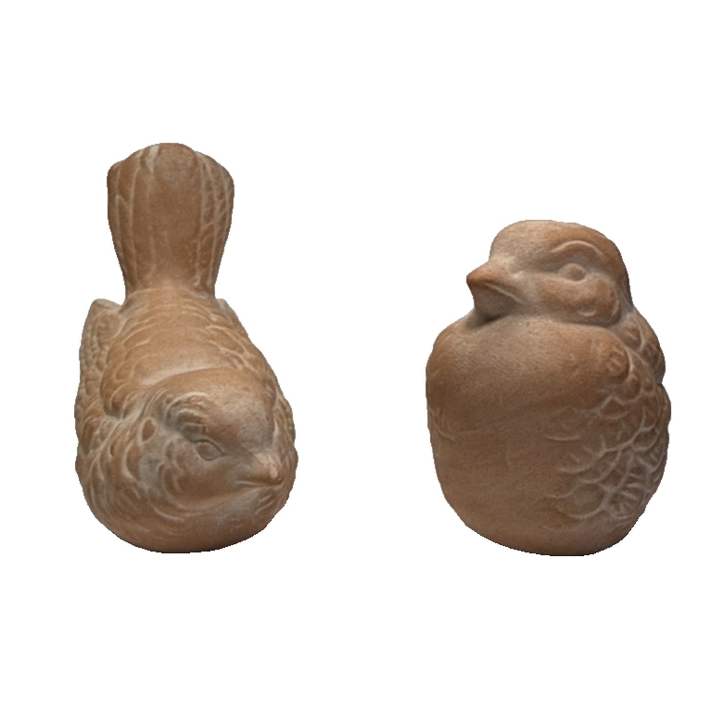 Vintage Lot of 2 Clay Terra Cotta Small Bird Figurines Doves Robins
