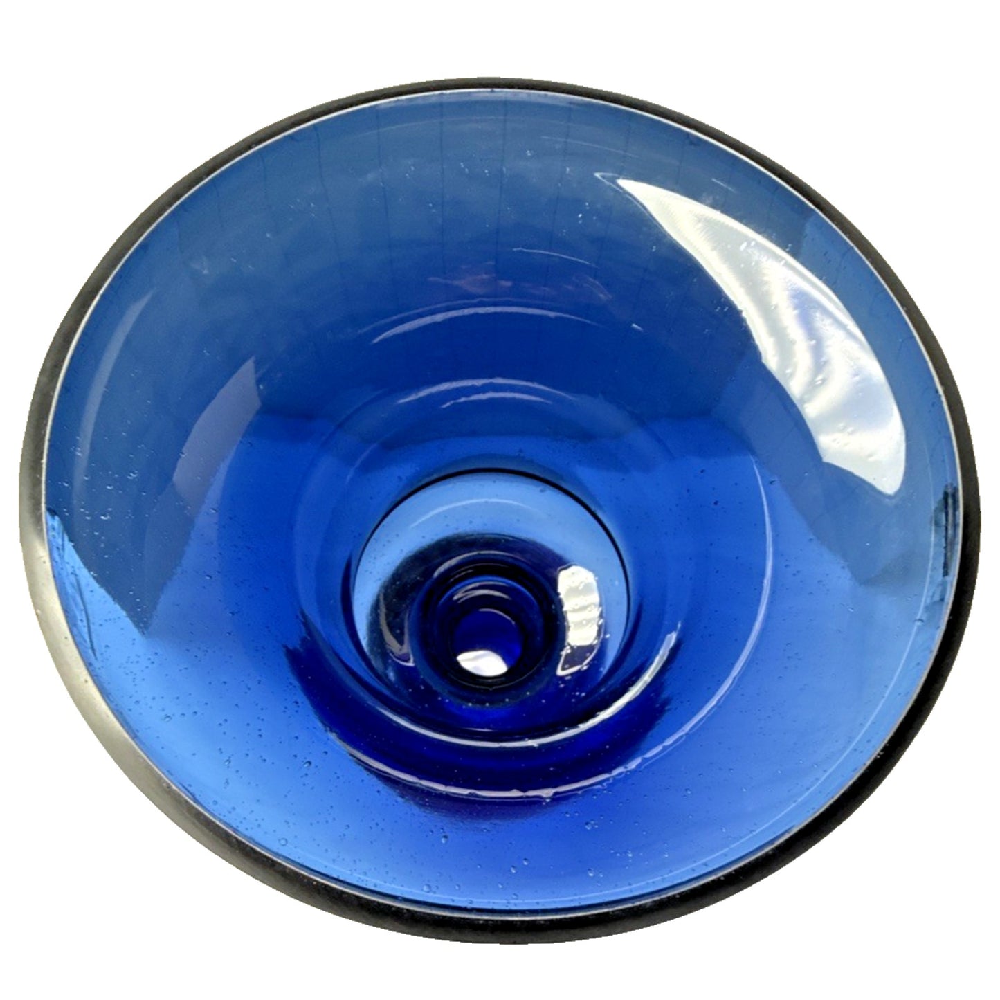 MCM Czech Bohemian Cobalt Blue Blown Glass Vase Urn Trophy Style Footed As Is