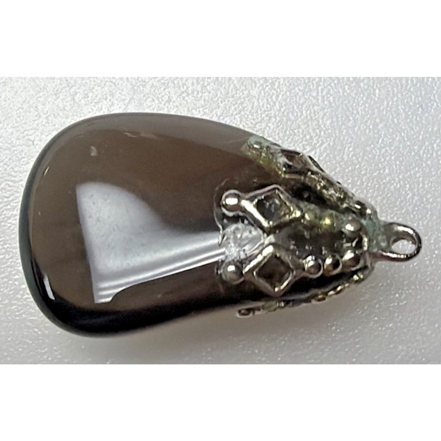 Vintage Tumbled Polished Smoky Quartz Gemstone Pendant Hand Made As Is