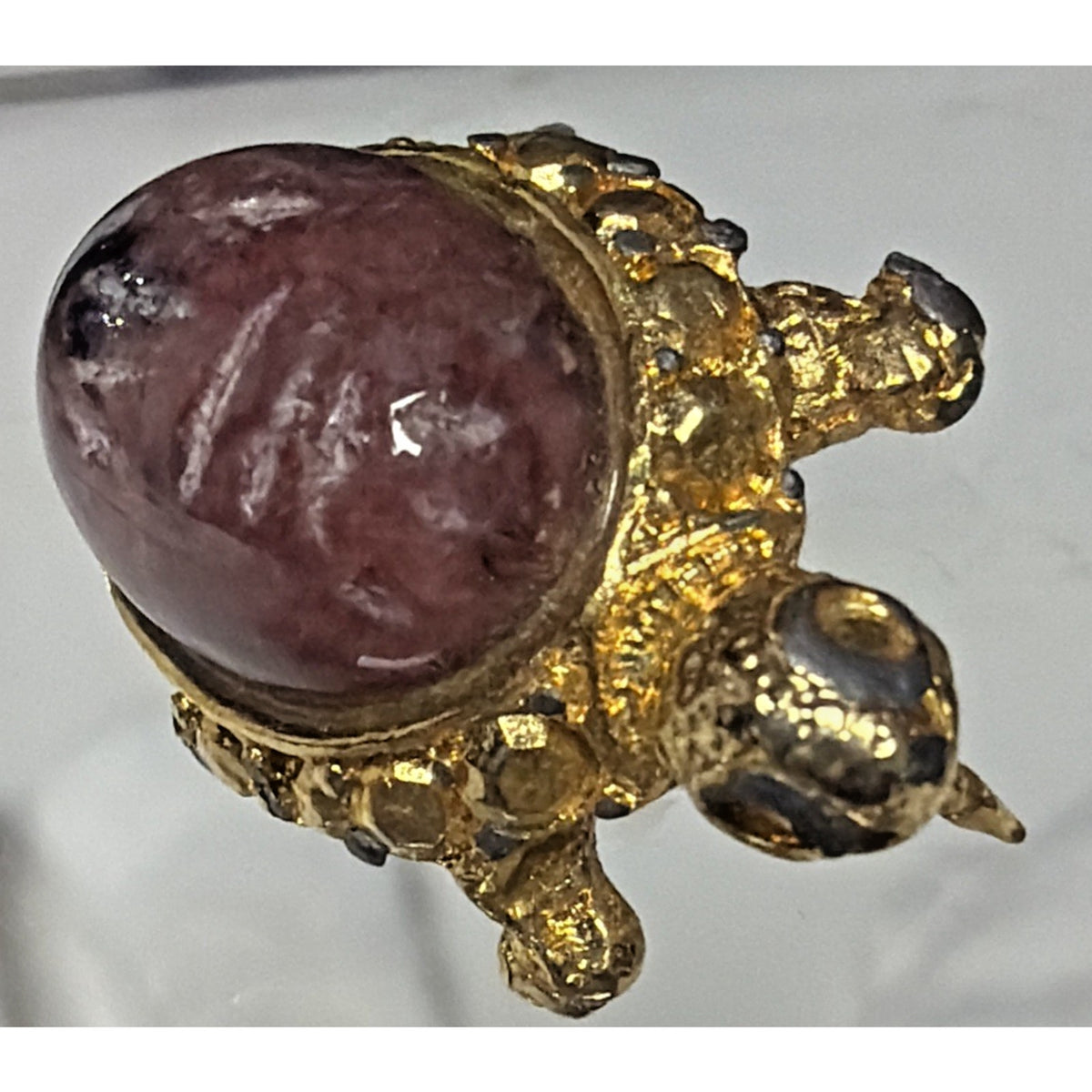 Vintage Turtle Pin Scarab Carved Egyptian As Is