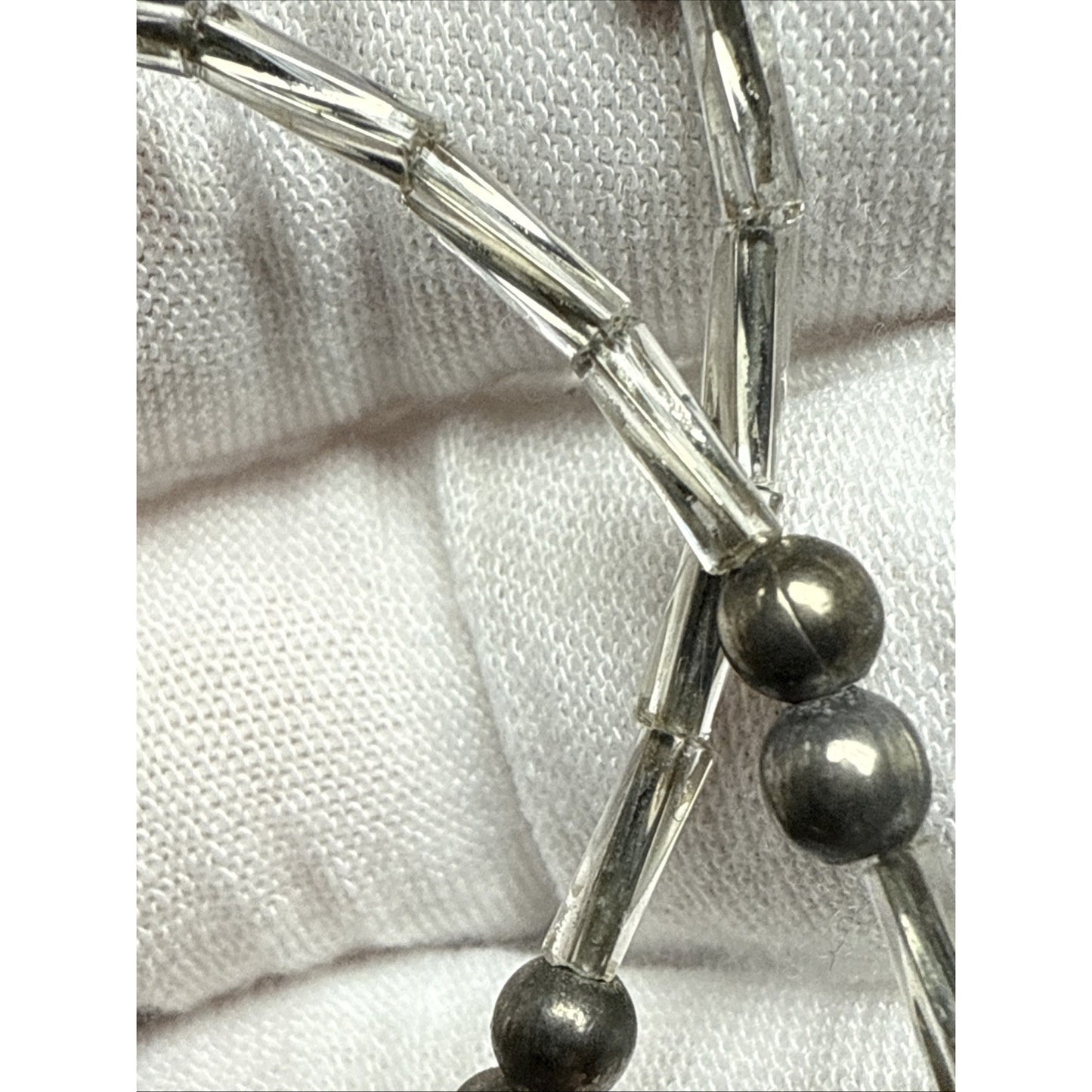 Vintage Twisted Liquid Silver Bead Ball Necklace