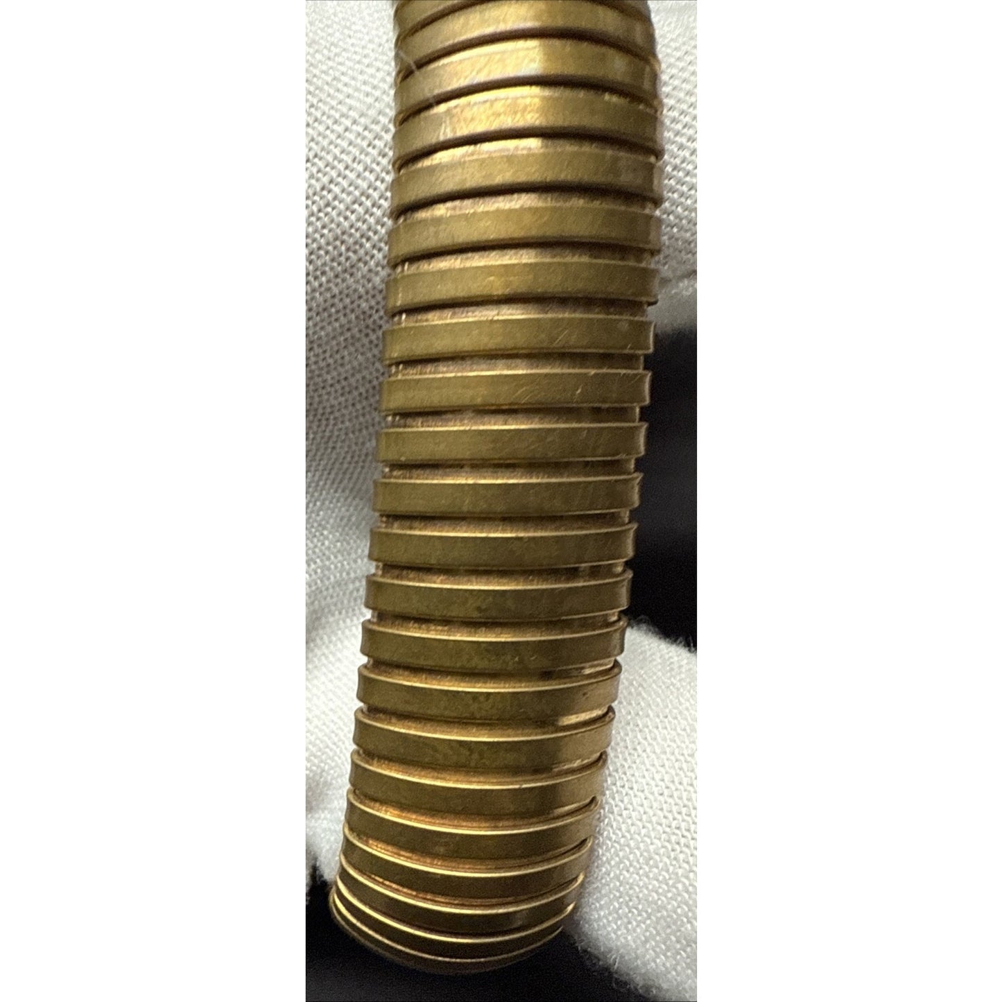 Vintage Flex Omega Brass Gold Tone Bangle Tubogas Stretch Bracelet