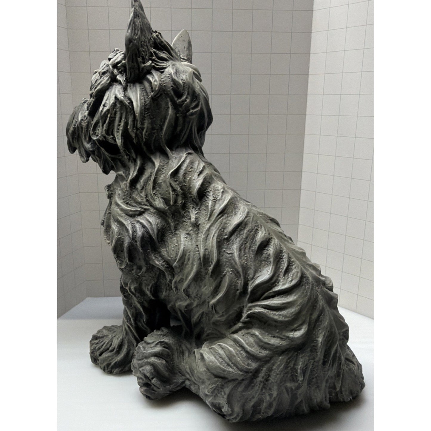 Westie Cairn Terrier Dog Outdoor Statue Large Resin Stone Grey As Is