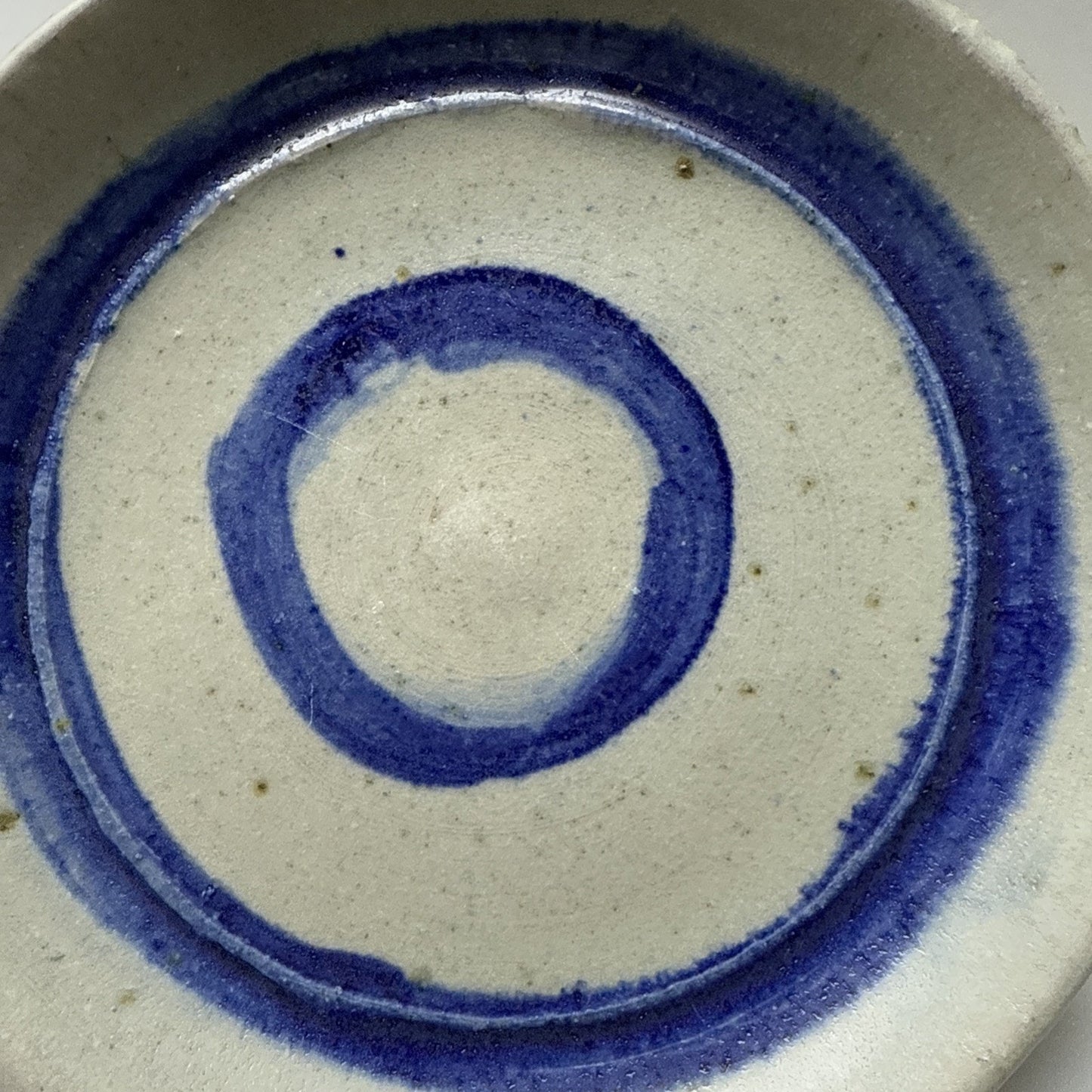 Vintage HMN Art Pottery Platter Plate Bowls Stoneware Blue Circles