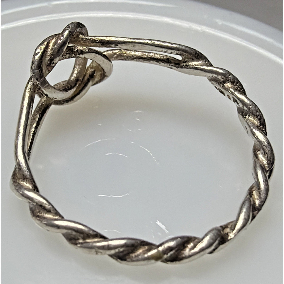 Antique 14k White Gold Twisted Rope Love Knot Ring Sz 4.5 As Is