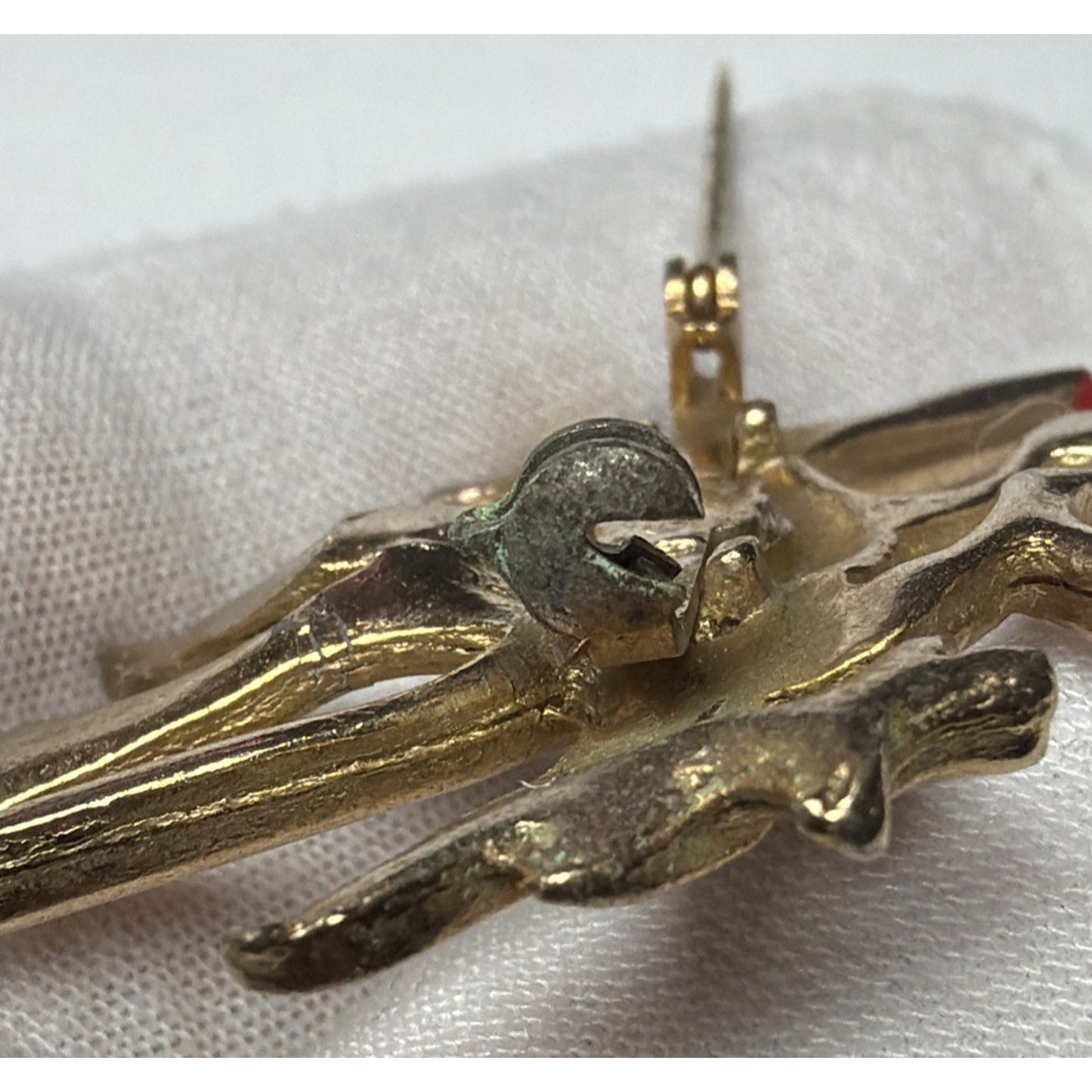 Vintage Roadrunner Natty Bird Pin Brooch Stork Gold Tone Enamel Top Hat Cane