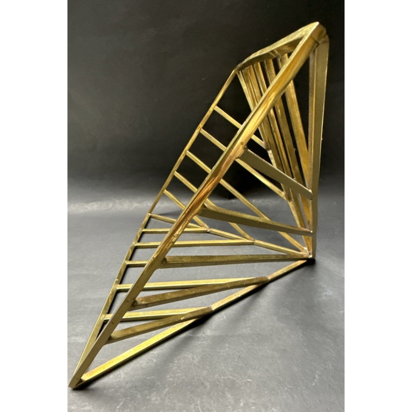 Lot of 2 Brass Geometric Architectural Pyramids Large As-Is