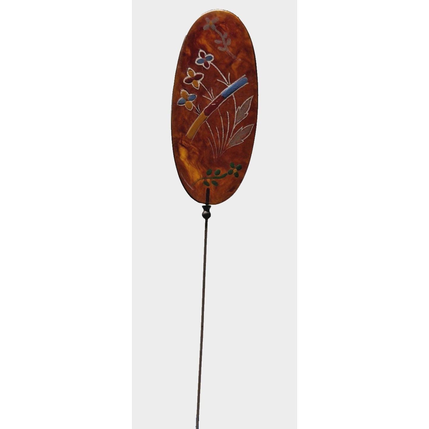 Art Deco Tortoise Shell Hair Pin Stick Pin Faux Hand Painted Enameled As Is