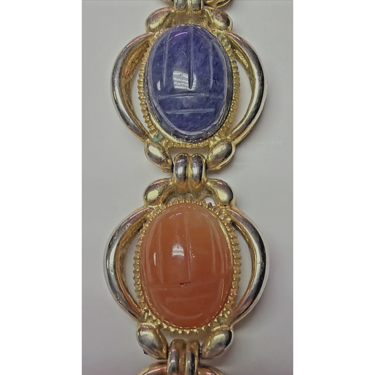 Vtg Lafayette Scarab Beetle Watch Bracelet Ladies MOP 22mm Sz 6.5