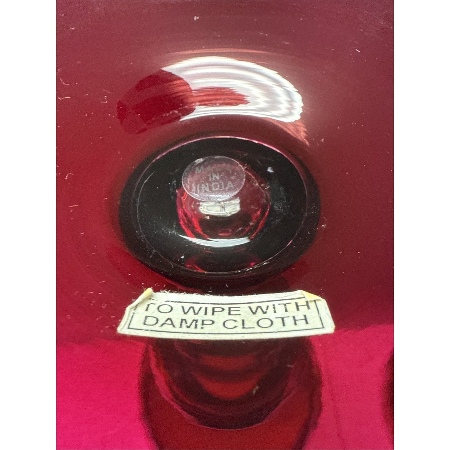 Modern Ruby Red Stained Apothecary Jar Tall Lid Footed Pedestal Canister As-Is