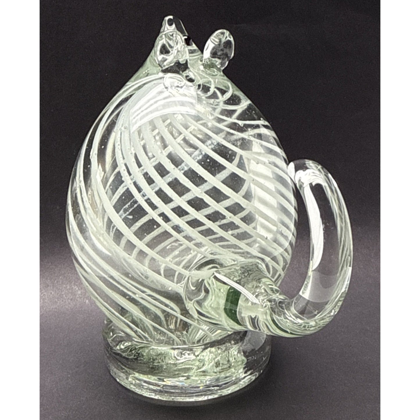 Vintage Blown Glass Mouse White Spiral Curved Tail Figurine Paperweight As Is