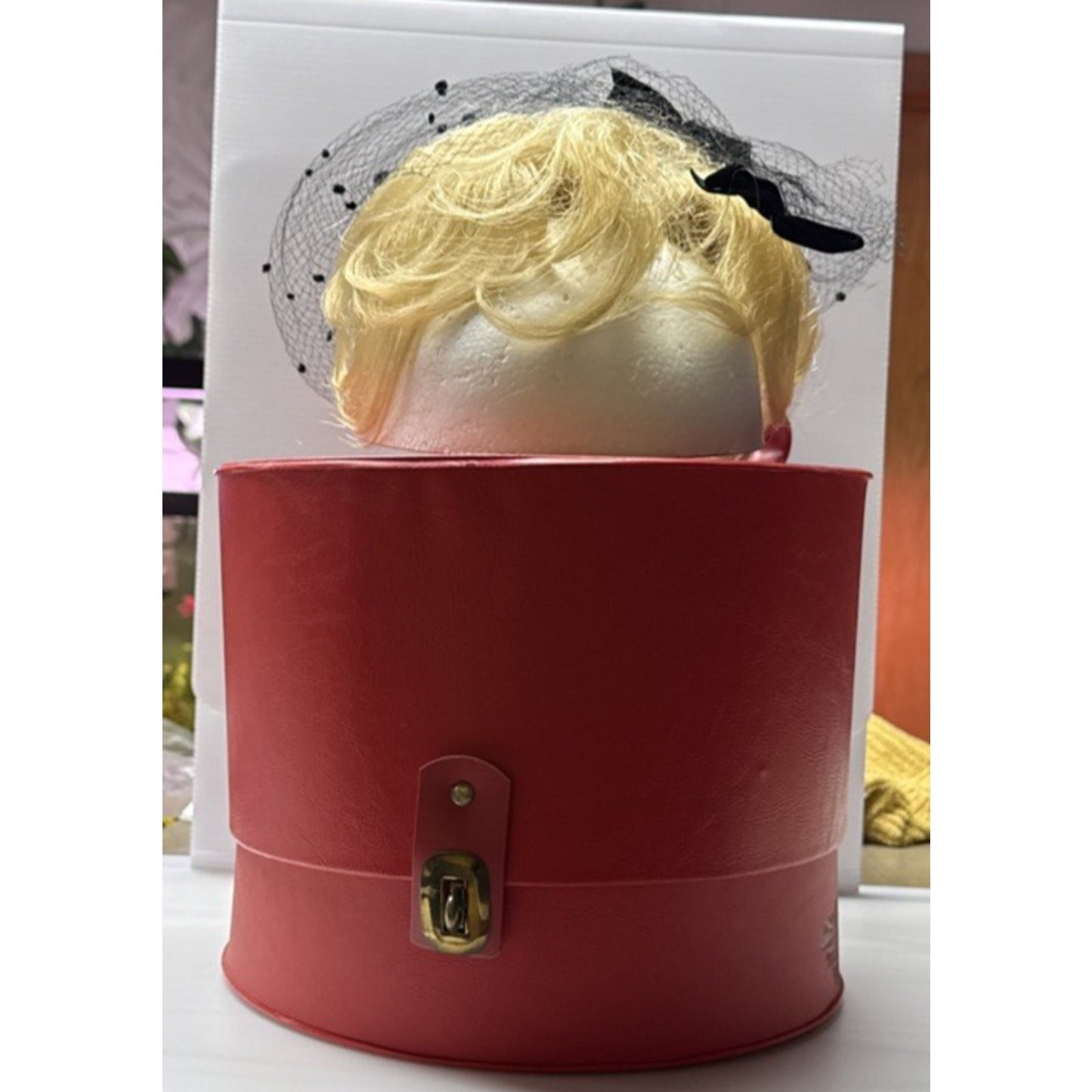 Vtg Fashion Tress Hair Piece Topper Blonde Curls France Net Bows Original Box