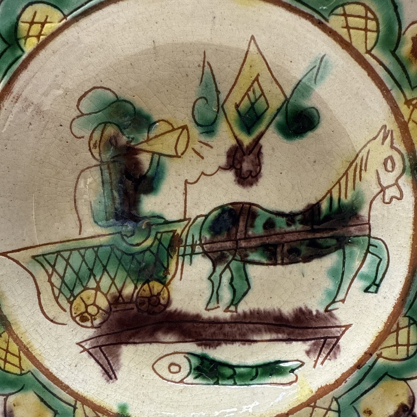 Vintage Folk Art Hutsul Hucul Plate Clay Hand Painted Bowl Plate Hanging