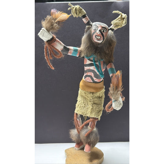 Vintage Kachina Doll Clown Dancer Signed Smith Native American Navajo As Is