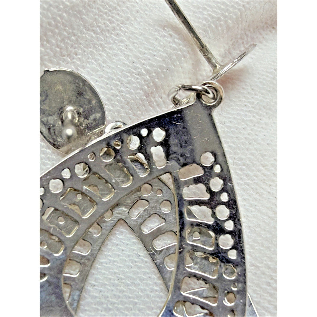 Vtg Ornate Sterling Silver Filigree Open Teardrop Dangle Earrings Post No Backs